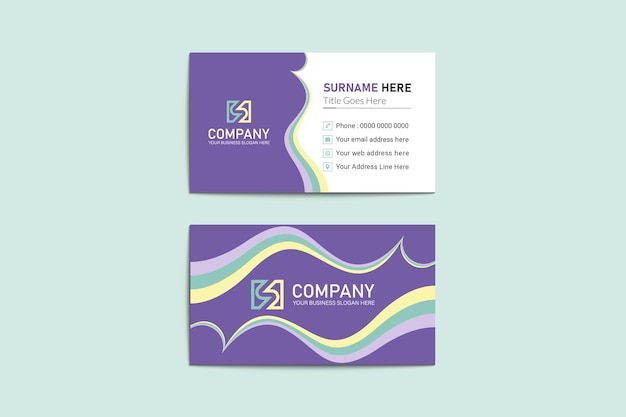 Professional business purple yellow and green business card template