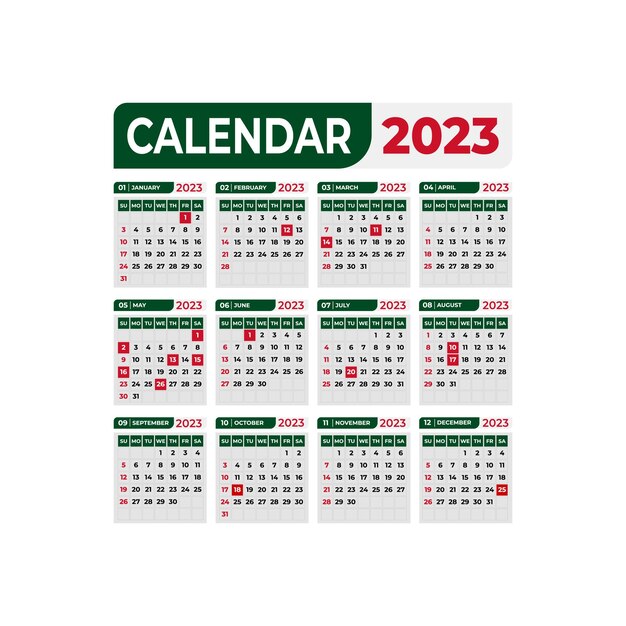 Professional business and school wall calendar design template 2023 with white background