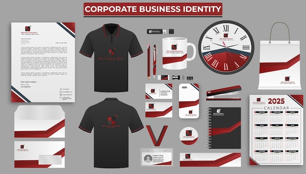 Professional Business Stationery Design in Red and Black Shades