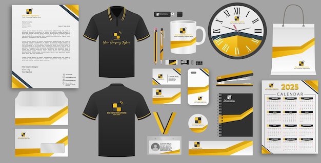 Professional Business Stationery Design in Yellow and Black Shades