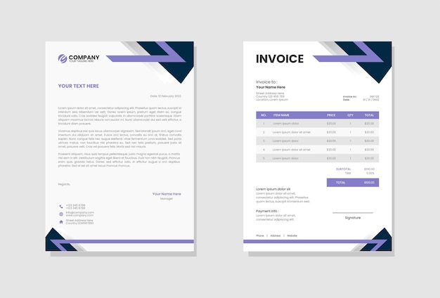 Professional business stationery letterhead and invoice template