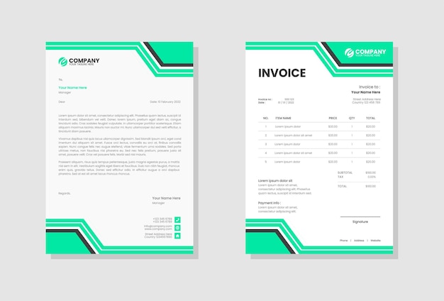 Professional Business stationery letterhead and invoice template