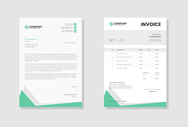 professional business stationery letterhead and invoice template