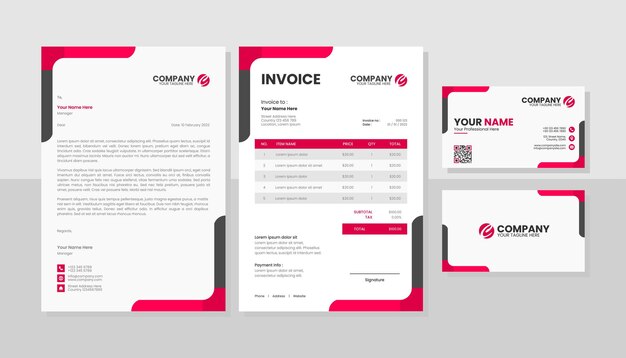 Professional business stationery template