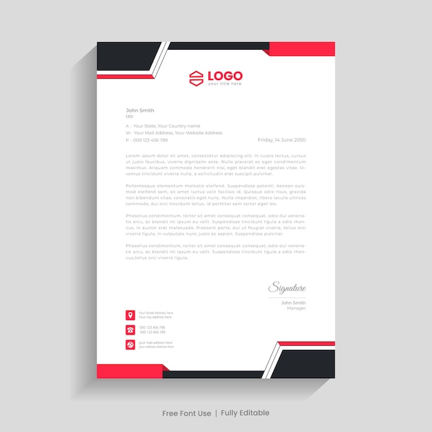 Professional business style clean letterhead template design