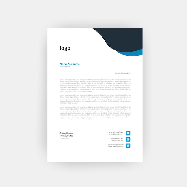 Professional business style letterhead template design