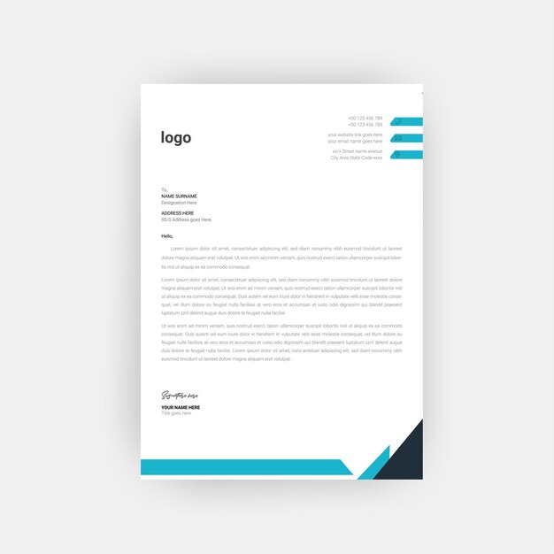 Professional business style letterhead template design