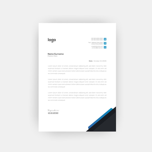 Professional business style letterhead template design