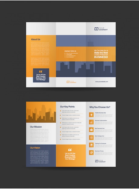 Vector professional business tri-fold brochure