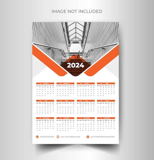 Professional business wall calendar design template 2024