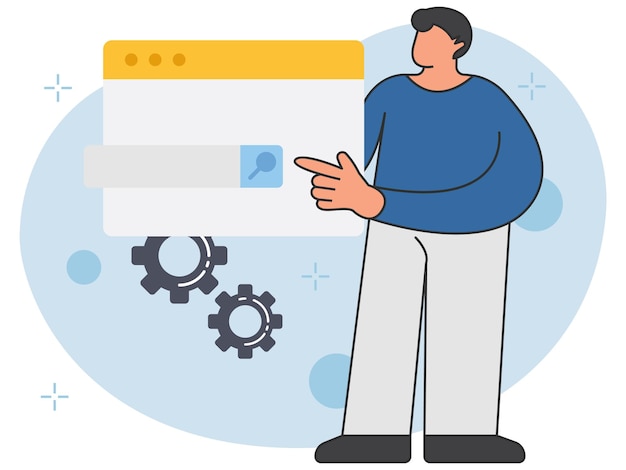 プロフェッショナルなビジネスウェブサイト検索とSEOベクトルイラスト