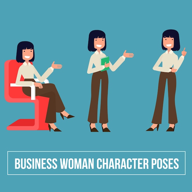 Vector professional business woman character poses