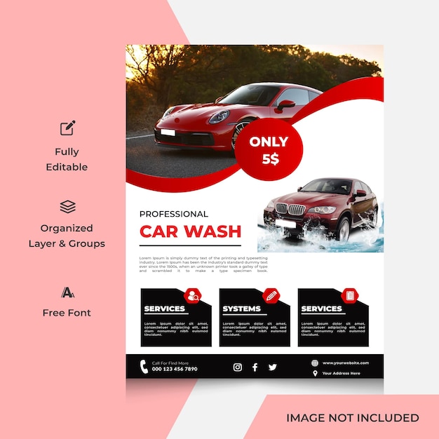 Professional car cleaning service center business promotional flyer design