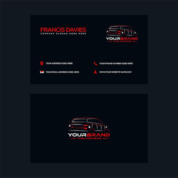 Vector professional car company business logo visiting card design