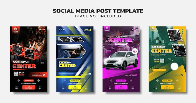 Вектор Профессиональный ремонт автомобилей в социальных сетях instagram story post flyer and banner template