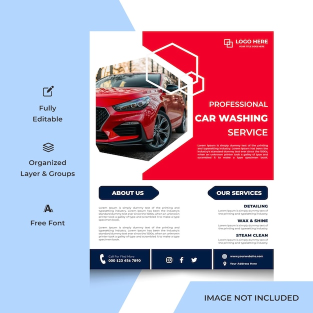 Professional car washing service center business promotional flyer design