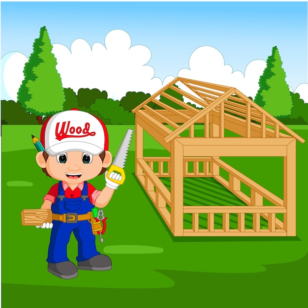 Vector professional carpenter cartoon