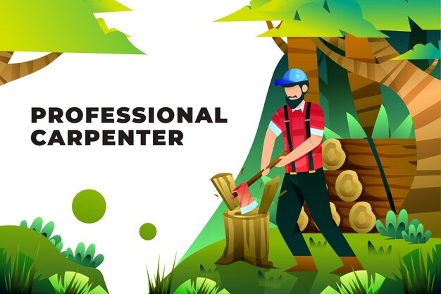 Professional carpenter - vector illustration