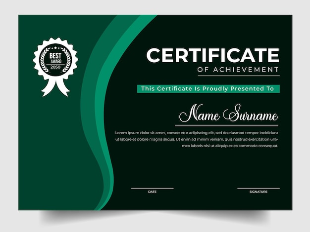 Professional Certificate of achievement is proudly presented in a green and black certificate