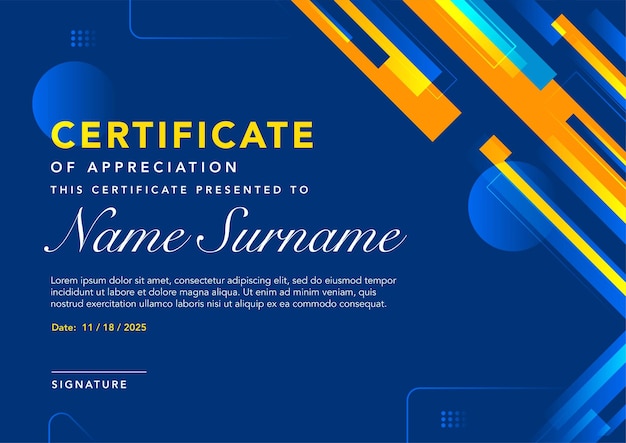 Professional certificate of appreciation template