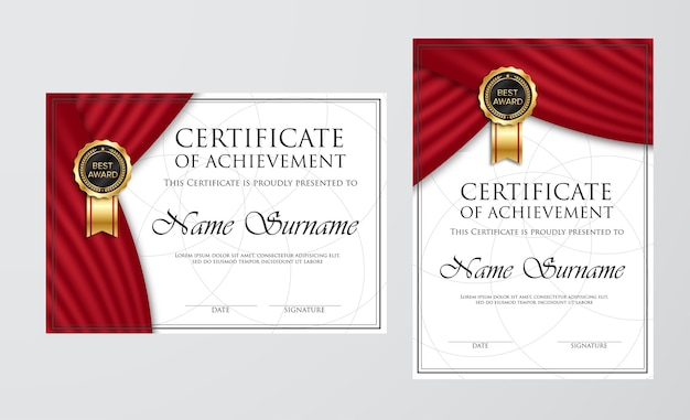 Professional certificate template design with red wave