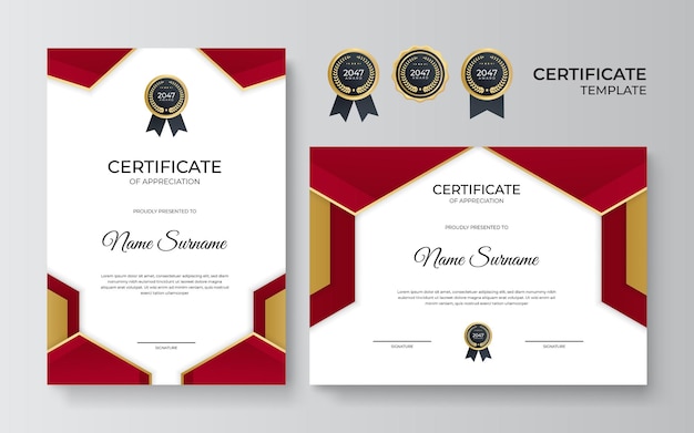 Modello di certificato professionale in stile premium. modello di certificato di apprezzamento con elemento decorativo dorato. diploma di design diploma, premio. illustrazione vettoriale