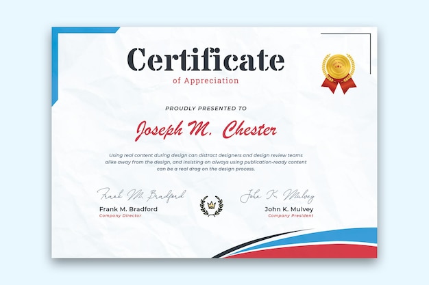 Professional certificate template vector premium vector