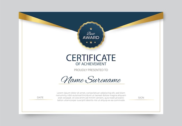 professional certificate vector design template