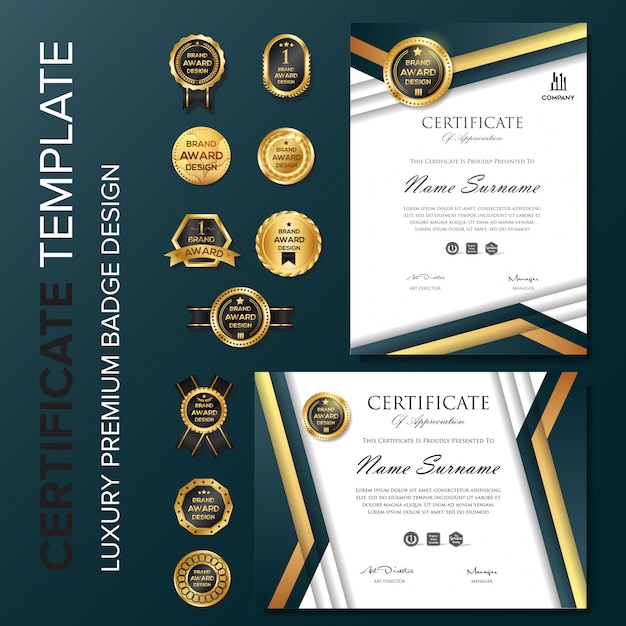 Professional certificate with badge template