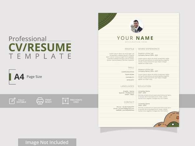 Professional Clean Editable Print Ready Modern Flat Eye-catching Minimal CV Resume Design