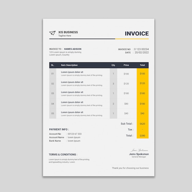 Vector professional and clean invoice template design