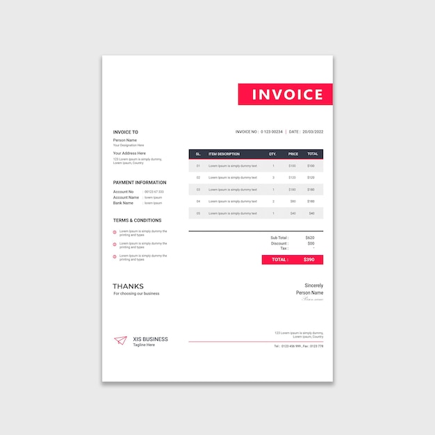 professional and clean invoice template design