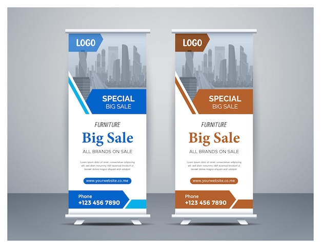 Профессиональный чистый и современный корпоративный бизнес Roll Up Banner Template