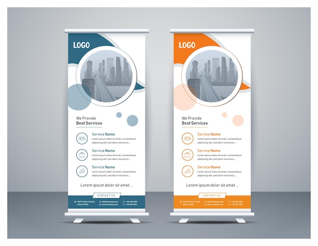 Set di banner roll up aziendale pulito e moderno professionale