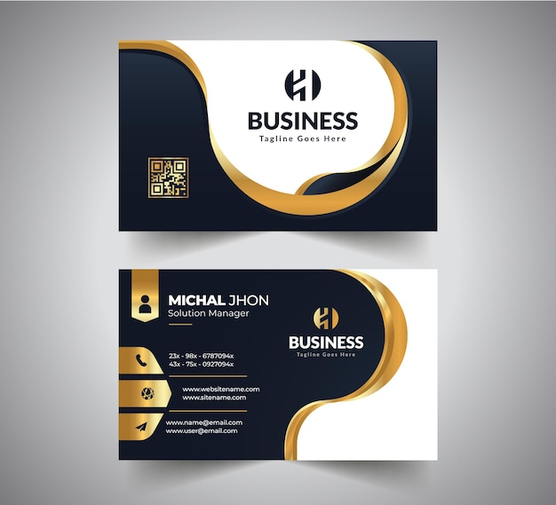 Professional clean and modern gold and black luxury business card design template