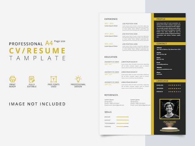 Professional clean and modern resume or cv template