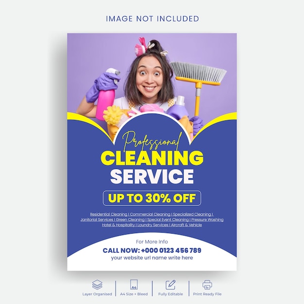 professional cleaning service poster and home service flyer template design