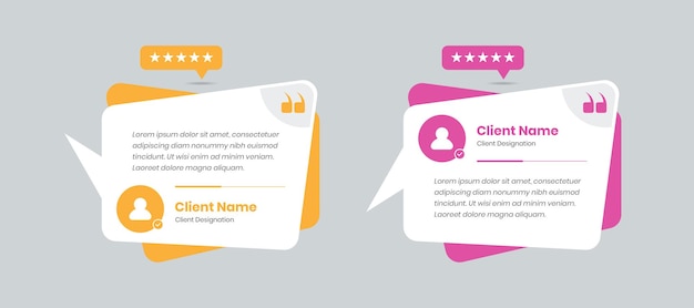 Professional client feedback or customer review card with two variations design