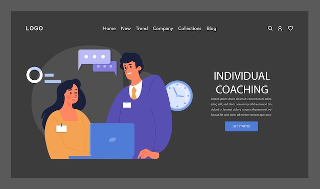 Vector professional coach guiding a dedicated learner oneonone mentoring session ensuring personalized
