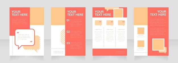 Vector professional coaching blank brochure layout design. info in speech bubble. vertical poster template set with empty copy space for text. premade corporate reports collection. editable flyer paper pages