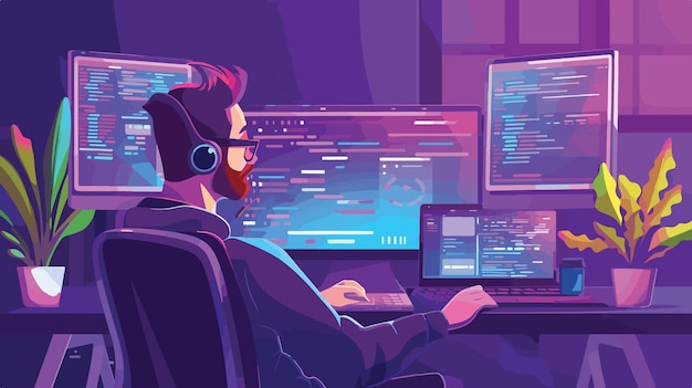 professional code engineer working on encoder programming software computer image