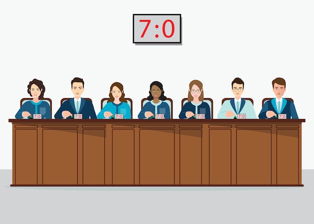 Vector professional competition judges push button with estimates
