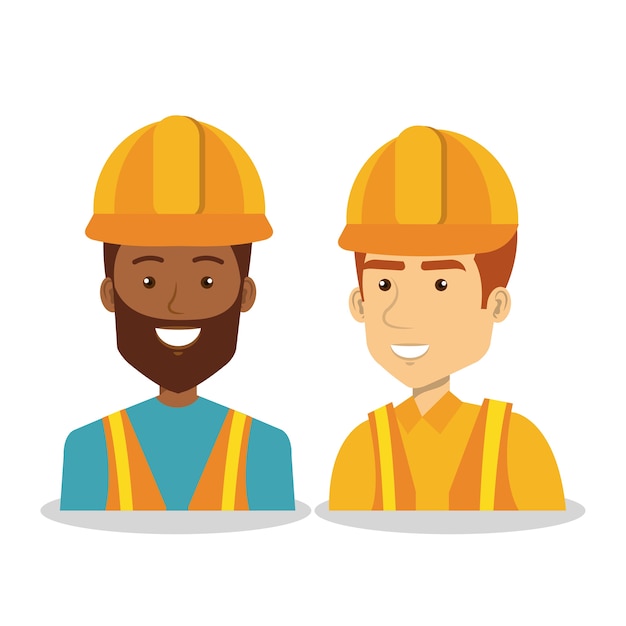 professional construction people characters vector illustration design