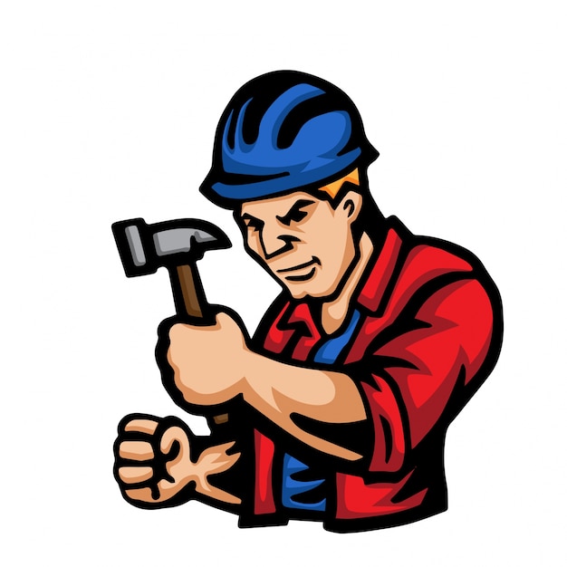 Professional construction worker character illustration