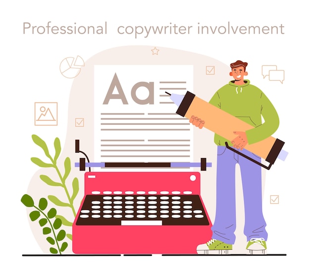 Vettore coinvolgimento professionale di copywriter social media content manager