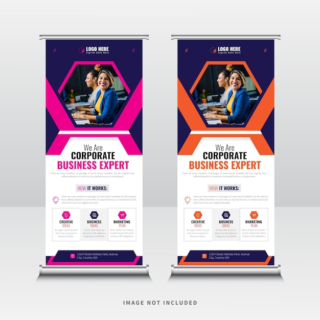 Vector professional corporate business conference roll up banner template