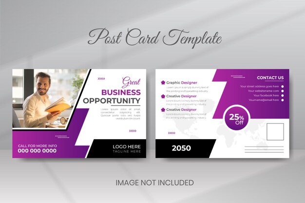 Professional corporate business editable postcard template design with photo