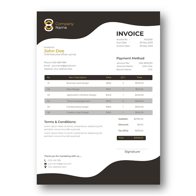 Professional Corporate Business Invoice Design