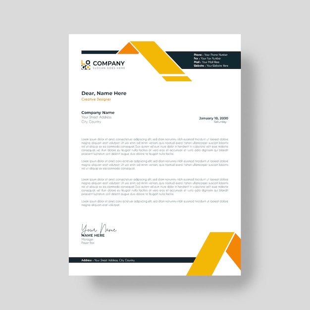 professional corporate business letter head template