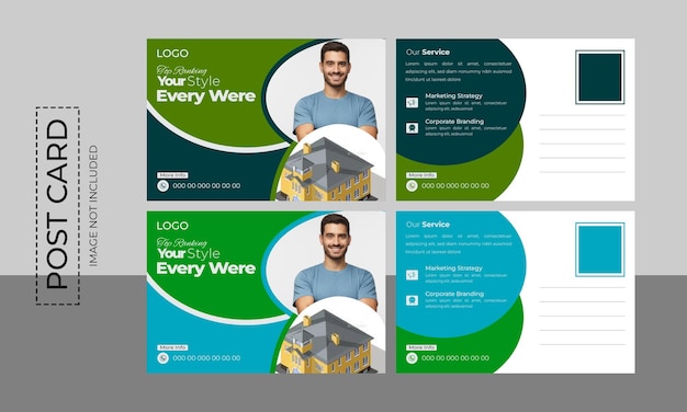 プロフェッショナルな企業のビジネスポストカード テンプレートデザイン